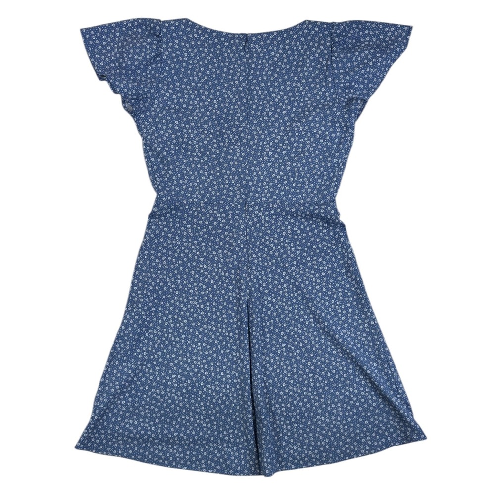 Levi's Floral Mini Sun Dress S Blue Flutter Sleeve Beth Dutton Westerncore 90s - Picture 4 of 9